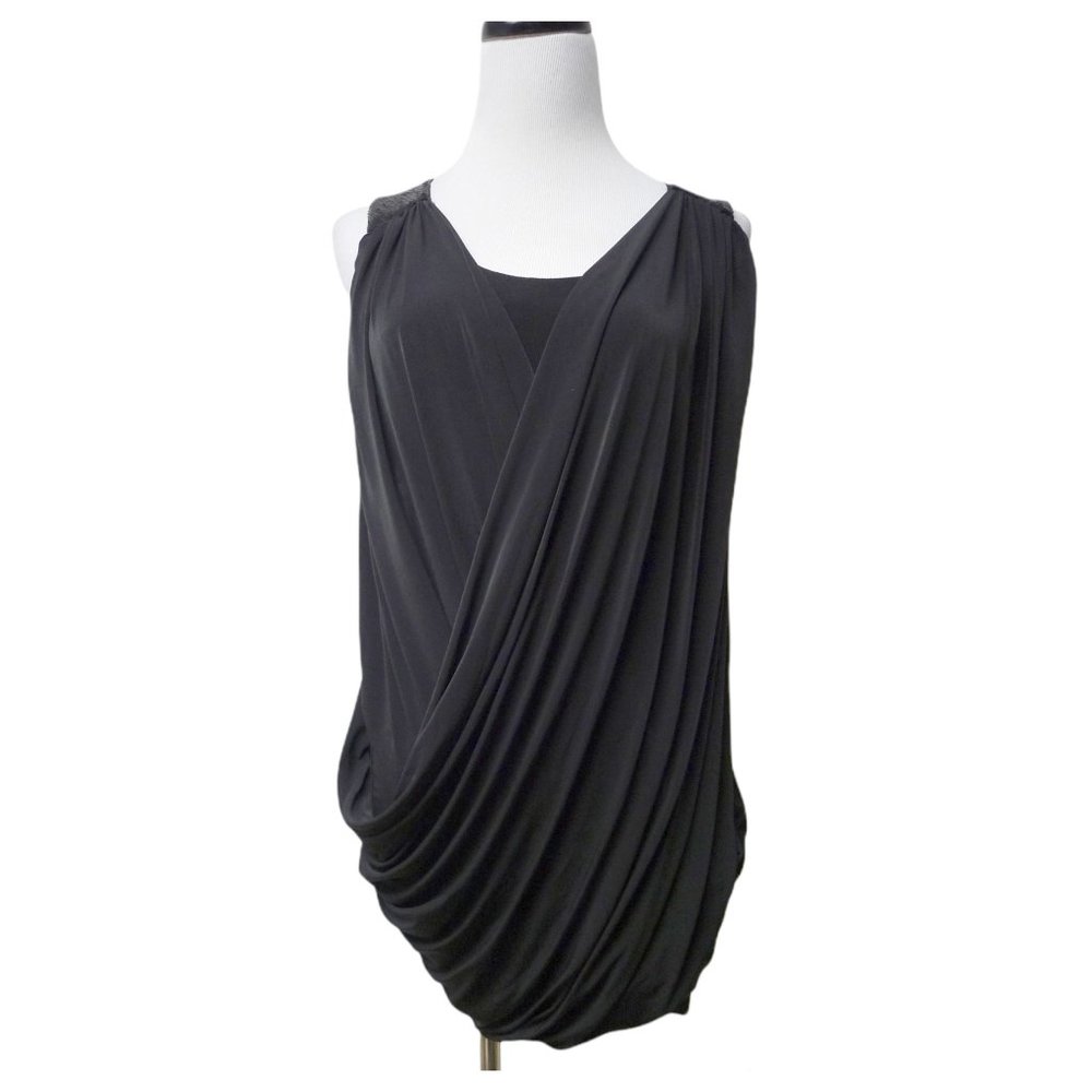 Freshine black beaded bodycon cowl mini dress